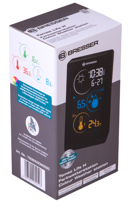 Метеостанция Bresser Temeo Life H с цветным дисплеем, черная