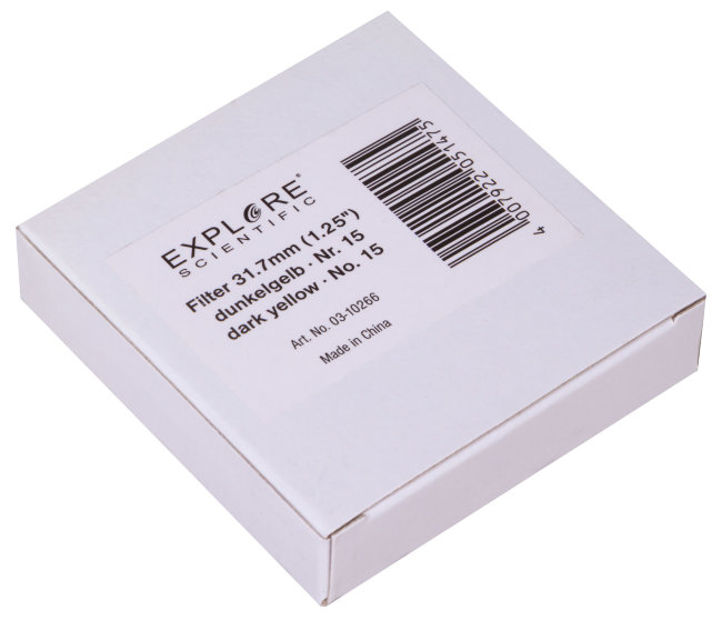 Светофильтр Explore Scientific темно-желтый №15, 1,25" Светофильтр Explore Scientific темно-желтый №15, 1,25"