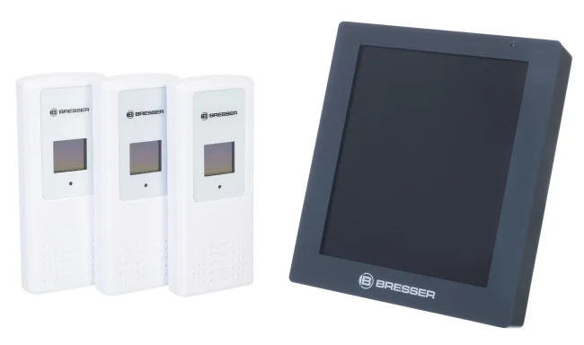Гигрометр Bresser ClimaTemp Hygro Quadro с тремя датчиками, серый