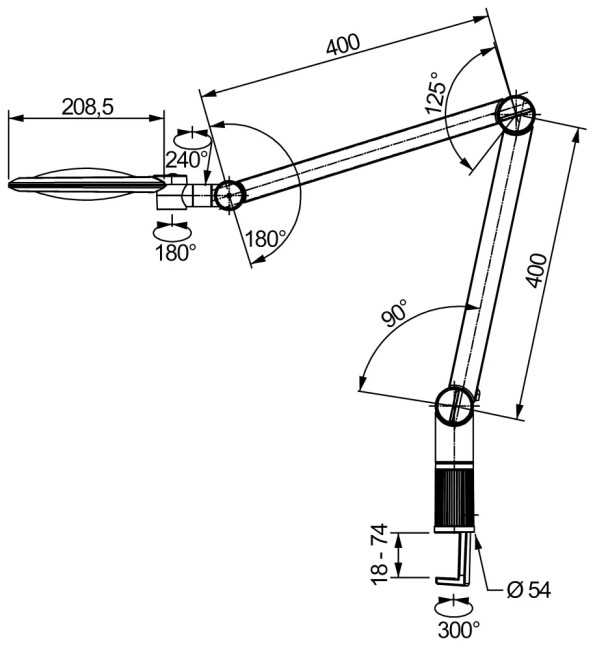Лупа настольная асферическая Eschenbach varioLED, 132мм, 2.5х