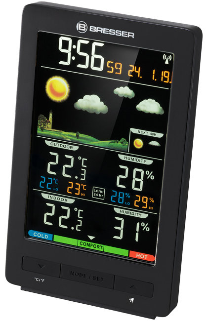 Метеостанция Bresser ClimaTemp WS с цветным дисплеем, черная Метеостанция Bresser ClimaTemp WS с цветным дисплеем, черная