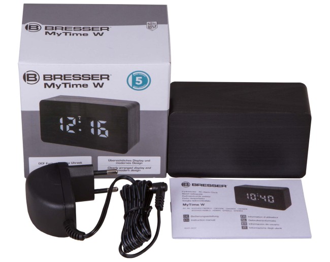 Часы настольные Bresser MyTime W Color LED, черные Часы настольные Bresser MyTime W Color LED, черные