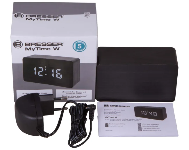 Часы настольные Bresser MyTime W Color LED, черные Часы настольные Bresser MyTime W Color LED, черные