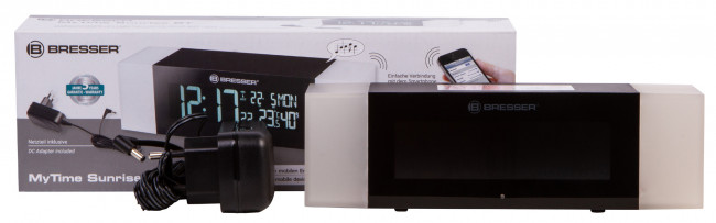 Радио с будильником и термометром Bresser MyTime Sunrise Bluetooth, черное Радио с будильником и термометром Bresser MyTime Sunrise Bluetooth, черное
