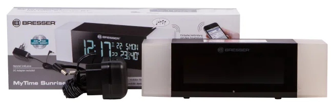 Радио с будильником и термометром Bresser MyTime Sunrise Bluetooth, черное