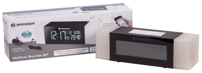 Радио с будильником и термометром Bresser MyTime Sunrise Bluetooth, черное