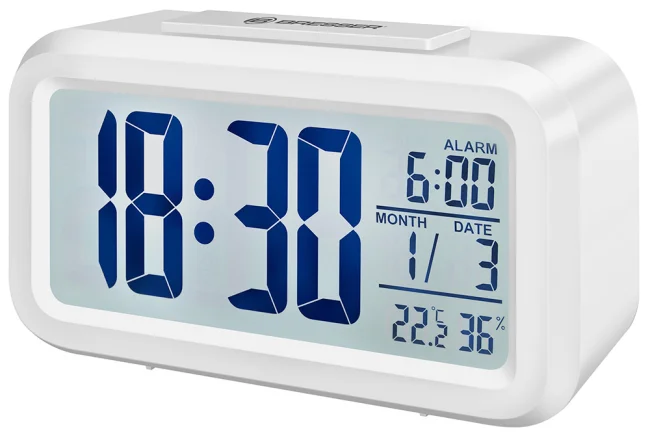 Часы настольные Bresser MyTime Duo LCD, белые Часы настольные Bresser MyTime Duo LCD, белые