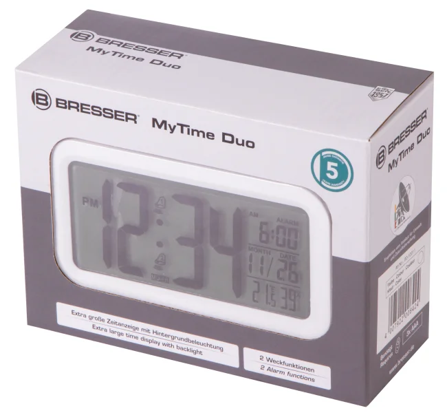 Часы настольные Bresser MyTime Duo LCD, белые Часы настольные Bresser MyTime Duo LCD, белые