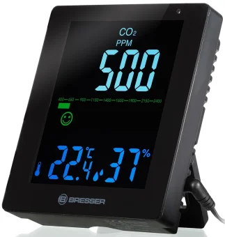Гигрометр Bresser Air Quality Smile с датчиком CO2, черный