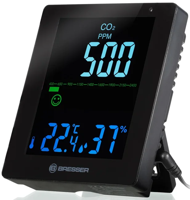 Гигрометр Bresser Air Quality Smile с датчиком CO2, черный