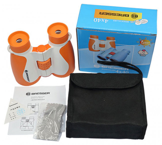 Бинокль детский Bresser Junior 4x40, оранжевый Бинокль детский Bresser Junior 4x40, оранжевый