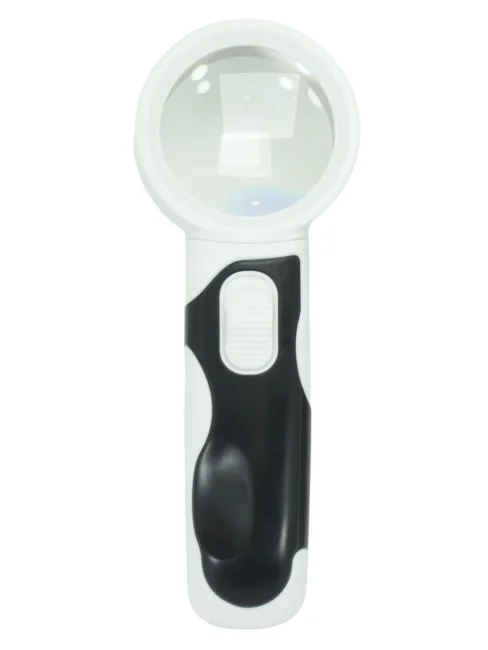 Лупа ручная круглая 10x-50мм для чтения с подсветкой (2 LED) Kromatech 77350B