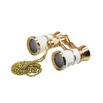 Бинокль театральный Veber Opera БГЦ 3x25 с цепочкой, белый/золотой Бинокль театральный Veber Opera БГЦ 3x25 с цепочкой, белый/золотой