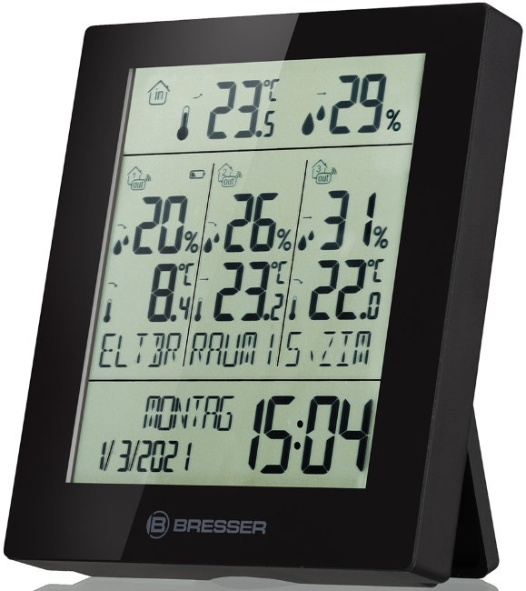 Метеостанция Bresser Temeo Hygro Quadro Prestige с тремя датчиками, черная Метеостанция Bresser Temeo Hygro Quadro Prestige с тремя датчиками, черная