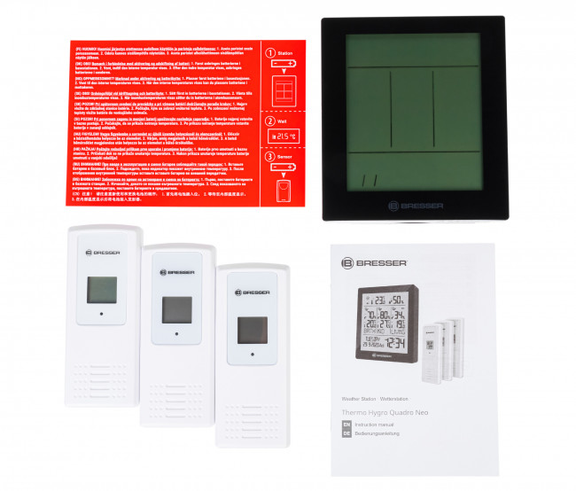 Метеостанция Bresser Temeo Hygro Quadro Prestige с тремя датчиками, черная Метеостанция Bresser Temeo Hygro Quadro Prestige с тремя датчиками, черная