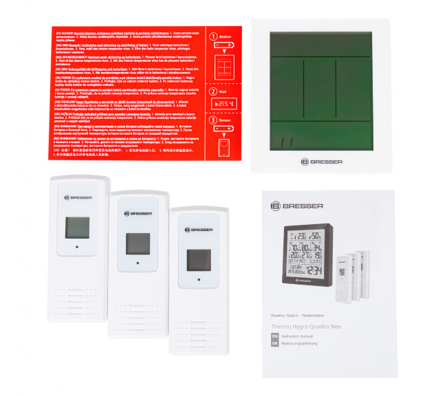 Метеостанция Bresser Temeo Hygro Quadro Prestige с тремя датчиками, белая