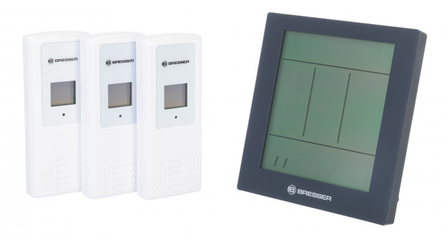 Метеостанция Bresser Temeo Hygro Quadro Prestige с тремя датчиками, серая
