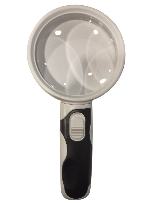 Лупа ручная круглая 5x-90мм для чтения с подсветкой (2 LED, черно-белая) Kromatech 77390B
