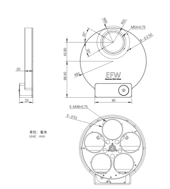 Колесо для фильтров ZWO EFW, 5х2'' Колесо для фильтров ZWO EFW, 5х2''