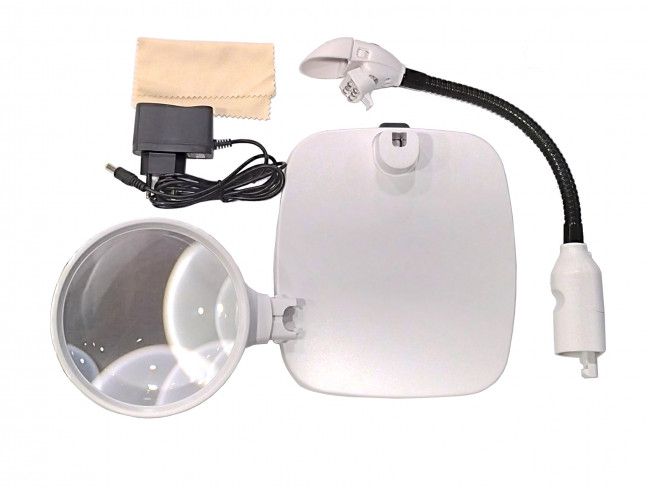 Лупа настольная 10x-120мм на гибком штативе с подсветкой (6 LED) Kromatech 7764 Лупа настольная 10x-120мм на гибком штативе с подсветкой (6 LED) Kromatech 7764