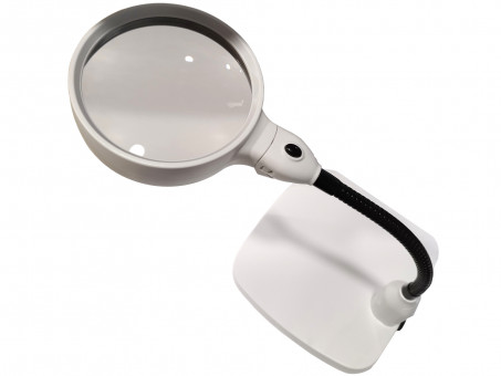 Лупа настольная 10x-120мм на гибком штативе с подсветкой (6 LED) Kromatech 7764