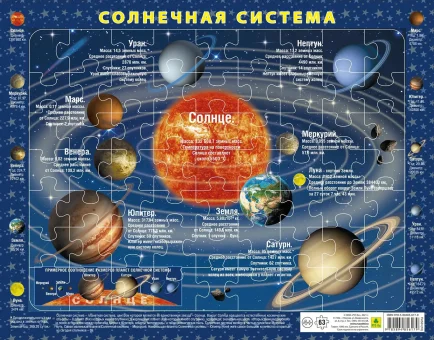 Солнечная система. Детский пазл на подложке (36х28 см)