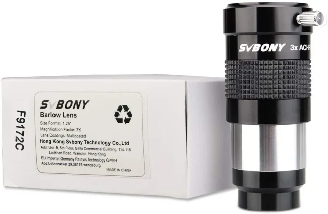 Линза Барлоу SVBONY 3х, 1,25", ахроматическая Линза Барлоу SVBONY 3х, 1,25", ахроматическая