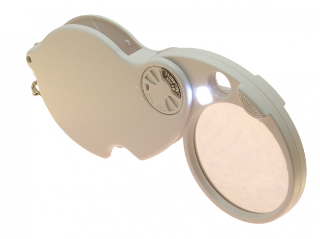 Лупа карманная 4х-60мм/20x-12мм двойная складная с подсветкой (1 LED) Kromatech MG6901C