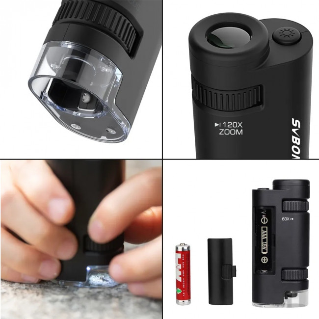 Портативный микроскоп SVBONY SV603 60-120x (чёрный)