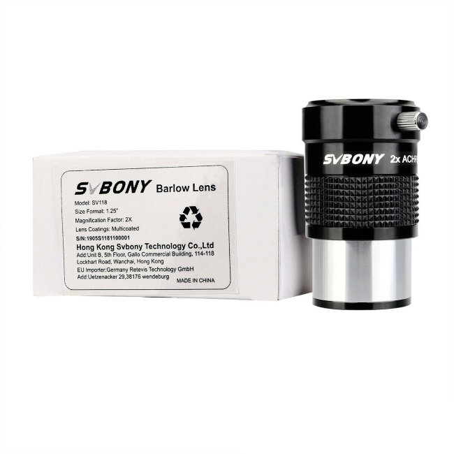 Линза Барлоу SVBONY 2х, 1,25", ахроматическая (118)