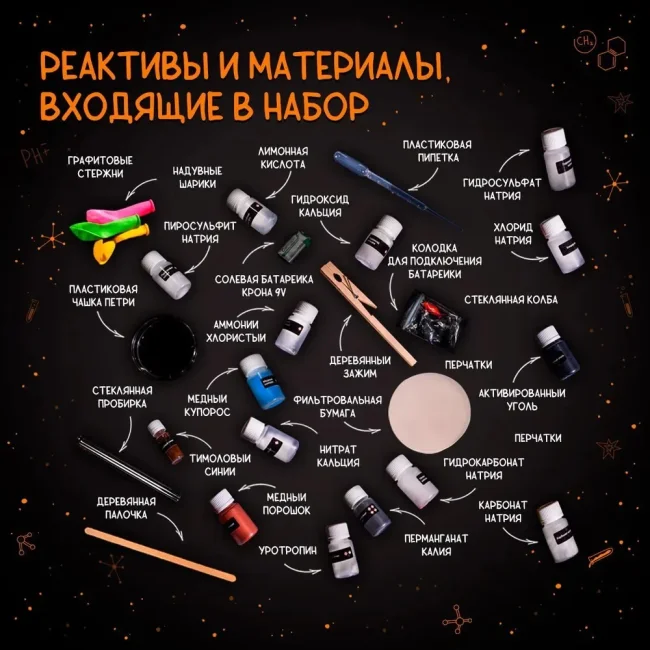 Большой набор химических эскпериментов для детей "Природа газа"