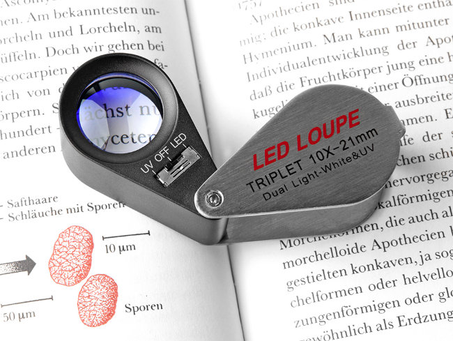 Лупа складная Veber 10х, 21 мм, с подсветкой (7802)