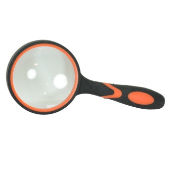 Лупа ручная круглая 4х-75мм для чтения (резиновая двуцветная ручка) Kromatech