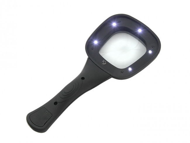 Лупа с ручкой и подсветкой Veber 600558, 3x, 52x52 мм Лупа с ручкой и подсветкой Veber 600558, 3x, 52x52 мм