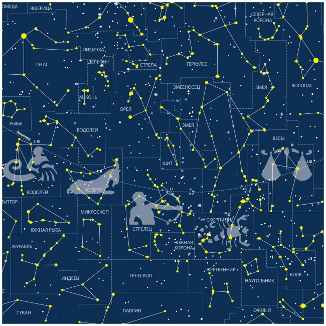 Карта звёздного неба (светящаяся в темноте, тубус)