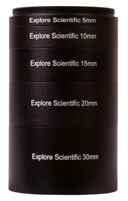 Набор удлинительных колец Explore Scientific M48x0,75 (30, 20, 15, 10, 5 мм) Набор удлинительных колец Explore Scientific M48x0,75 (30, 20, 15, 10, 5 мм)