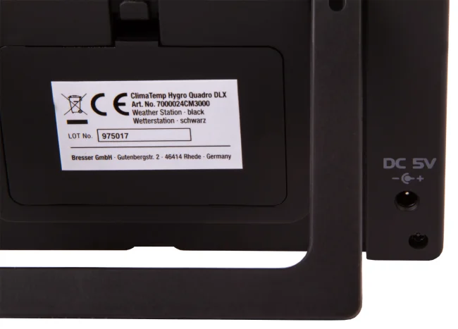 Метеостанция Bresser ClimaTemp Hygro Quadro с тремя датчиками, черная