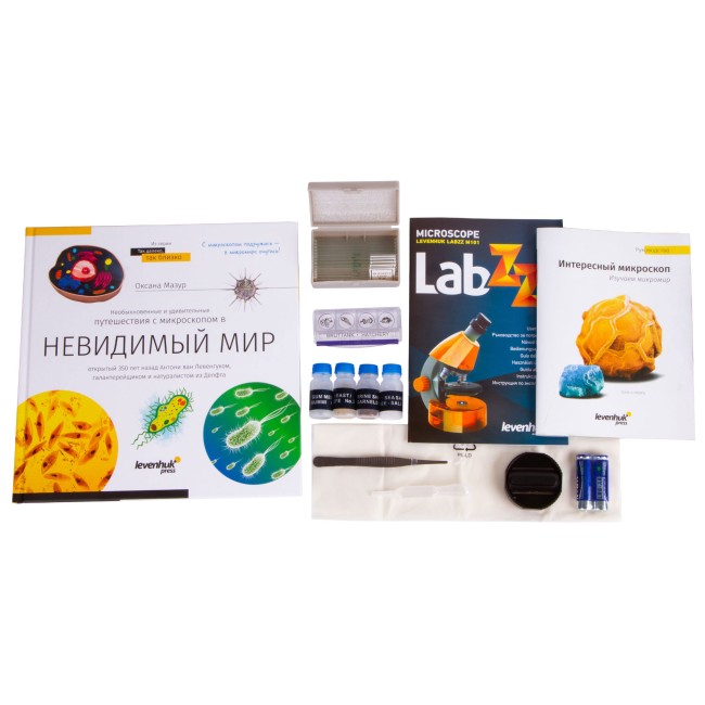 Набор Levenhuk LabZZ MV1 Lime: микроскоп и книга Набор Levenhuk LabZZ MV1 Lime: микроскоп и книга