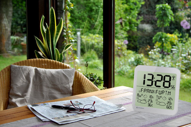 Часы настенные Bresser MyTime Meteotime LCD, серебристые