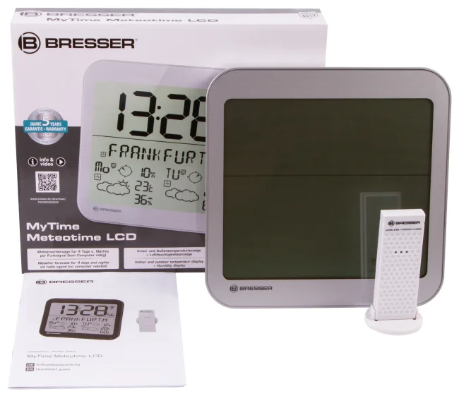 Часы настенные Bresser MyTime Meteotime LCD, серебристые Часы настенные Bresser MyTime Meteotime LCD, серебристые