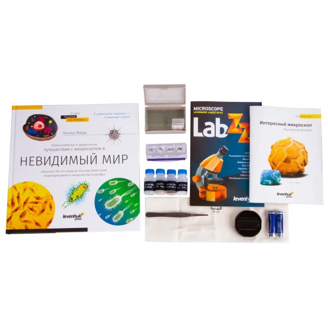 Набор Levenhuk LabZZ MV1 Amethyst: микроскоп и книга Набор Levenhuk LabZZ MV1 Amethyst: микроскоп и книга