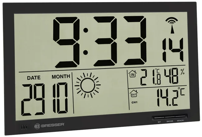 Метеостанция (настенные часы) Bresser MyTime Jumbo LCD, черная Метеостанция (настенные часы) Bresser MyTime Jumbo LCD, черная