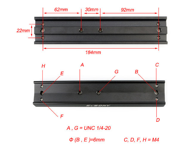 Пластина крепежная SVBONY 210 мм