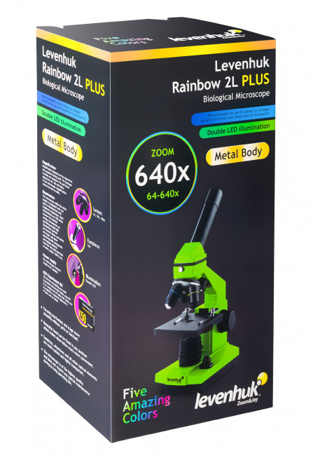 Микроскоп Levenhuk Rainbow 2L PLUS Lime\Лайм