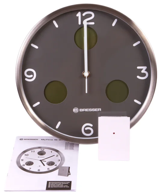 Часы настенные Bresser MyTime io NX Thermo/Hygro, 30 см, серые Часы настенные Bresser MyTime io NX Thermo/Hygro, 30 см, серые