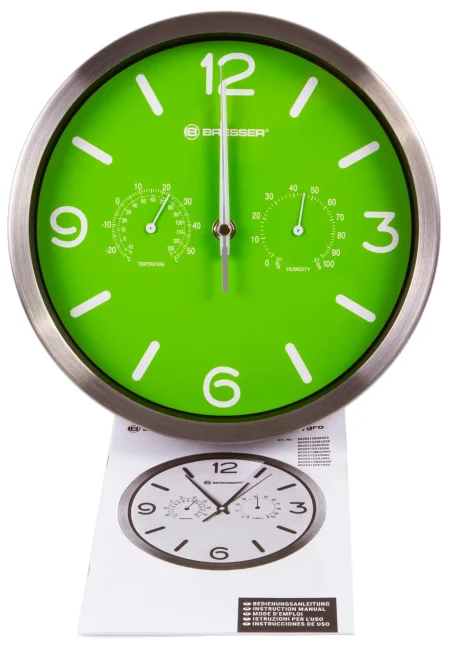 Часы настенные Bresser MyTime ND DCF Thermo/Hygro, 25 см, зеленые