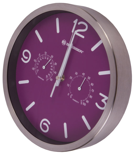 Часы настенные Bresser MyTime ND DCF Thermo/Hygro, 25 см, фиолетовые