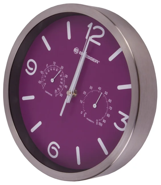 Часы настенные Bresser MyTime ND DCF Thermo/Hygro, 25 см, фиолетовые