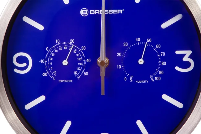 Часы настенные Bresser MyTime ND DCF Thermo/Hygro, 25 см, синие Часы настенные Bresser MyTime ND DCF Thermo/Hygro, 25 см, синие
