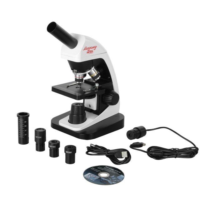 Микроскоп школьный Эврика 40х-1600х (вар. 3) с видеоокуляром